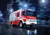 Fotobehang - Vlies Behang - Brandweer - Brandweerauto - Brandweerwagen - Kinderbehang - 312 x 219 cm
