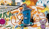 Fotobehang - Vlies Behang - Graffiti - Straatkunst - Muurschildering - 208 x 146 cm