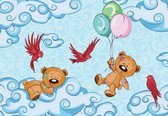 Fotobehang - Vlies Behang - Teddyberen in de Wolken - Kinderbehang - 312 x 219 cm