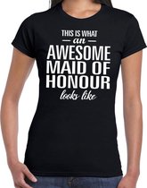 Awesome maid of honour/getuige cadeau t-shirt zwart dames L