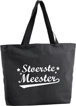 Stoertse Meester shopper tas - zwart - 47 x 34 x 12,5 cm - boodschappentas / strandtas