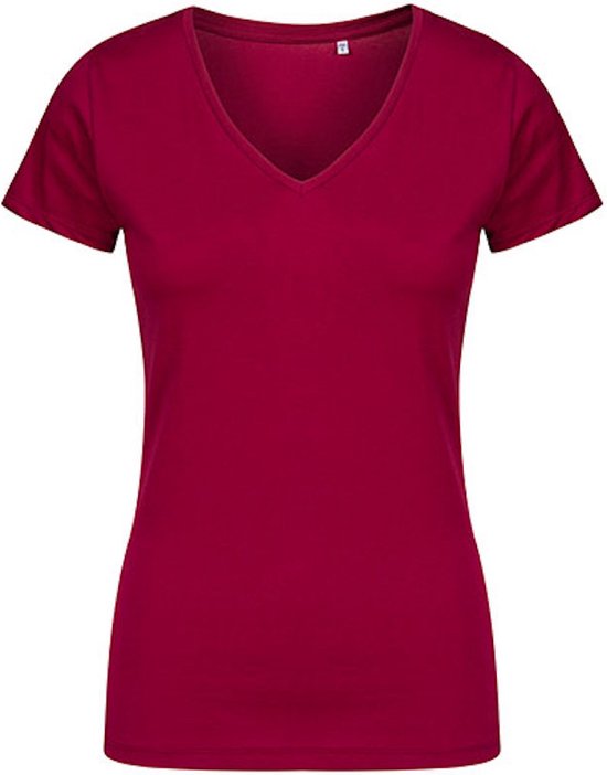 Women´s V-hals T-shirt met korte mouwen Berry - XL