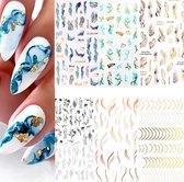 RENALUX - Nagelstickers - Nagelstickers Velletjes - 3D Nail Art Stickers - Nail Art Set Tools - Nagelstickers Meisjes - Nagelstickers Nail Art - Nagelstickers Bloemen Goud - Nagel Decoratie - Magic - 6 Vellen