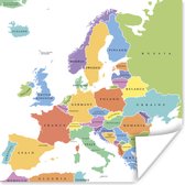 Poster Europa - Kaart - Simpel - 75x75 cm