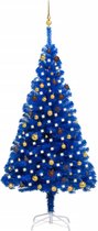 vidaXL - Kunstkerstboom - met - verlichting - en - kerstballen - 210 - cm - PVC - blauw