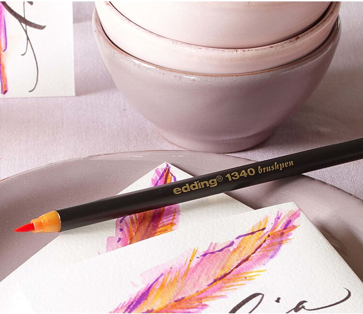 edding 1340 brushpennen set - 10 verschillende kleuren - penceelachtige punt - geschikt voor o.a. handlettering en zendoodle — afbeelding 3