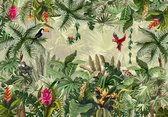 Fotobehang - Vlies Behang - Exotische Jungle - Bladeren en Planten - Tropisch - 416 x 254 cm