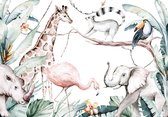 Fotobehang - Vlies Behang - Jungle Safari - Dieren van de Jungle - Junglekamer - 520 x 318 cm
