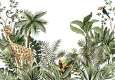 Fotobehang - Vinyl Behang - Dieren in de Jungle - Jungle Planten - 312 x 219 cm