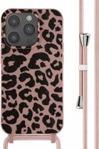 iMoshion Hoesje Met Koord Geschikt voor iPhone 14 Pro - iMoshion Siliconen design hoesje met koord - Roze / Animal Pink