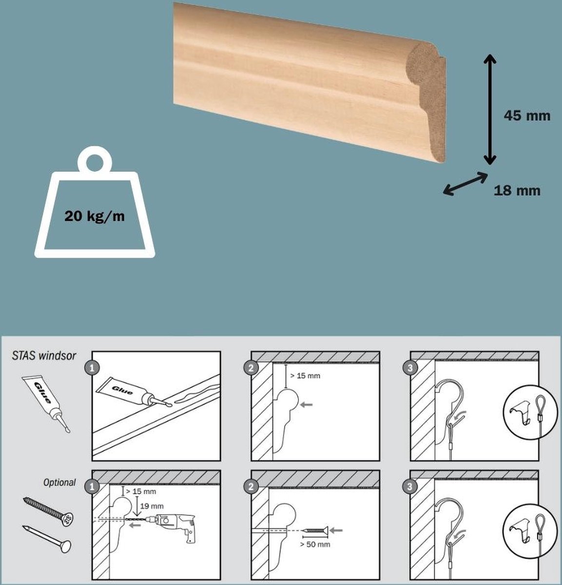 STAS cliprail, Cimaises pour tableaux, Rail cimaise, Système pour  accrocher tableaux