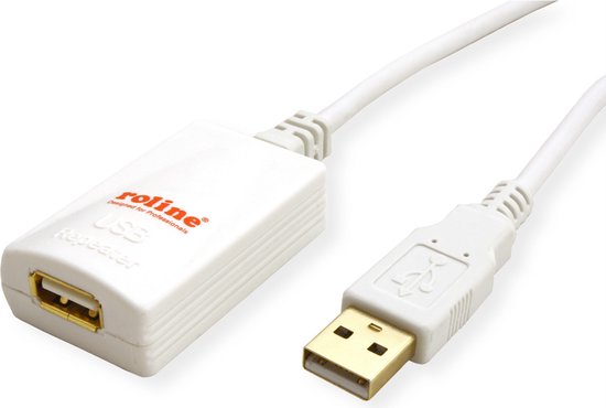 ROLINE USB 2.0 verlengkabel, wit, 5 m