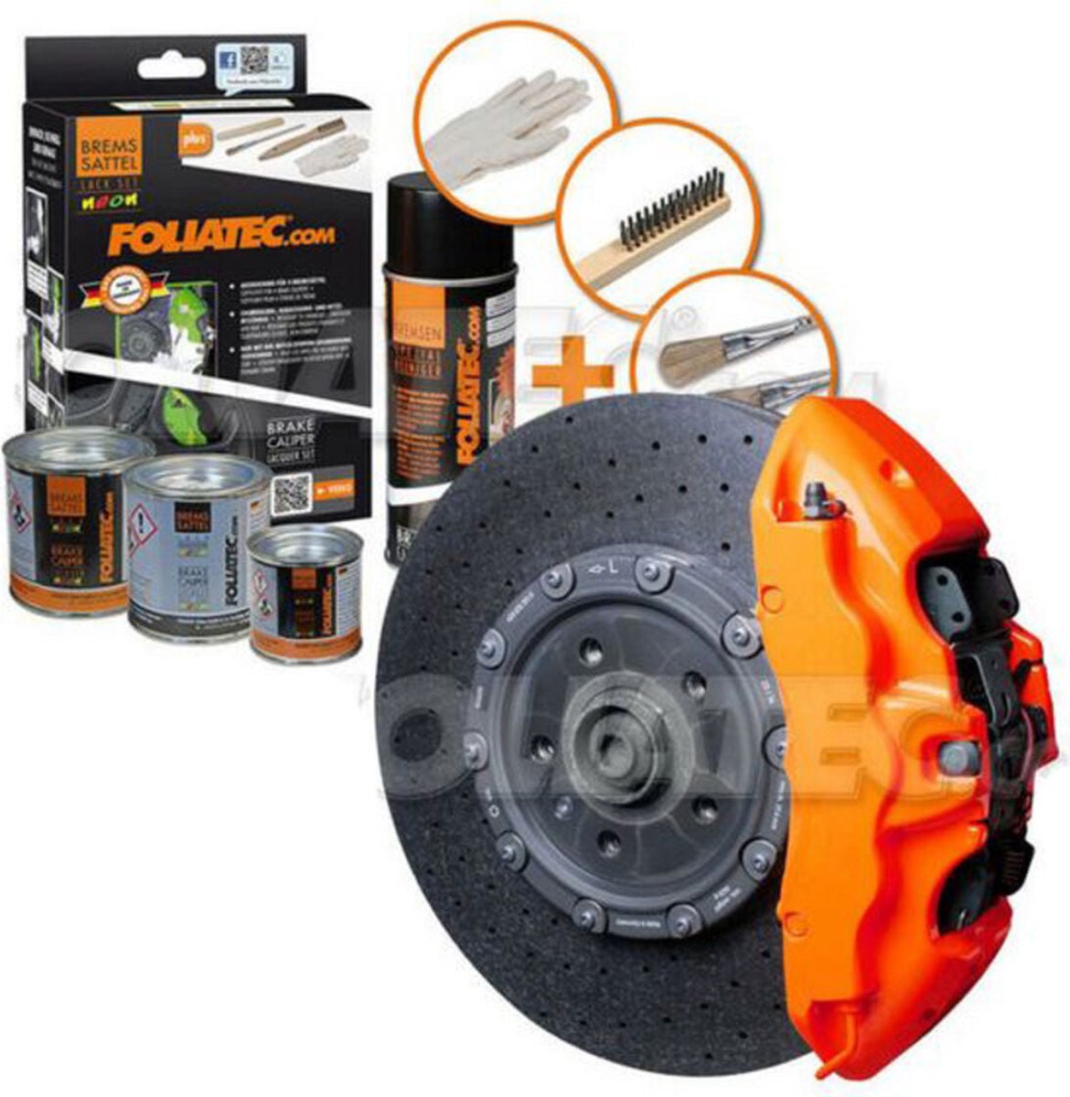  Foliatec - Kit peinture étriers de freins - Orange (neon  orange), Ref: 2183
