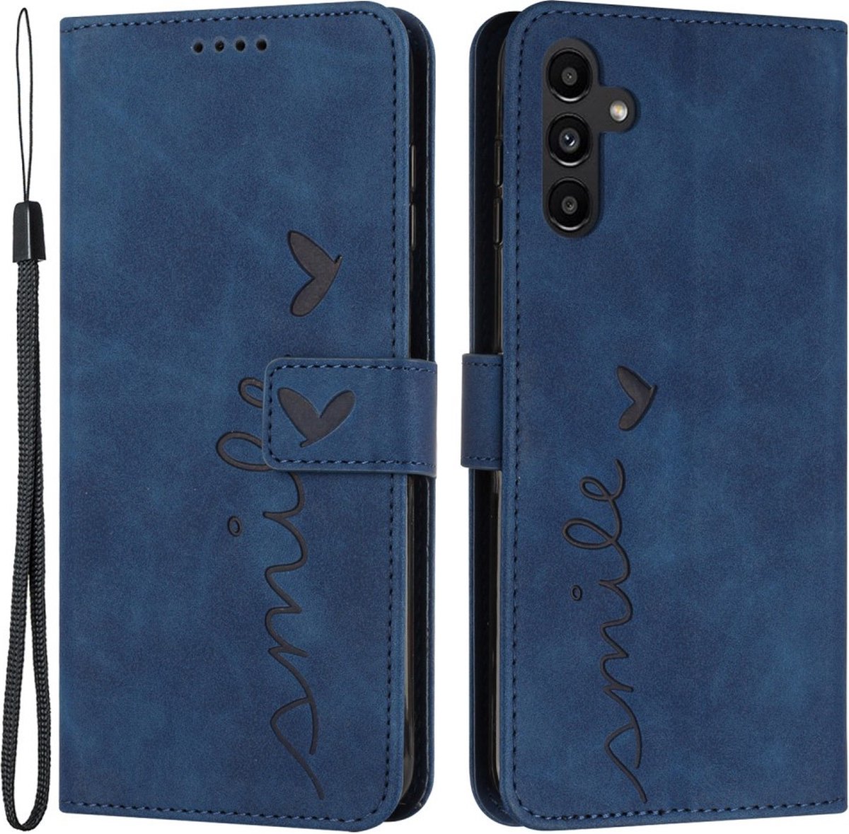 Coverup Hoesje - Geschikt voor Samsung Galaxy A54 Hoesje - Coverup Smile Book Case - Blauw