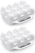Plasticforte Boîte à œufs - 2x - porte-œufs organisateur de koelkast - 12 œufs - blanc - plastique - 20 x 19 cm