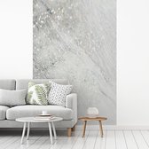 Behang - Fotobehang Marmer - Glitter - Zilver - Breedte 195 cm x hoogte 300 cm