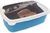 Broodtrommel Blauw - Lunchbox - Brooddoos - Abstract - Verf - Goud - 18x12x6 cm - Kinderen - Jongen