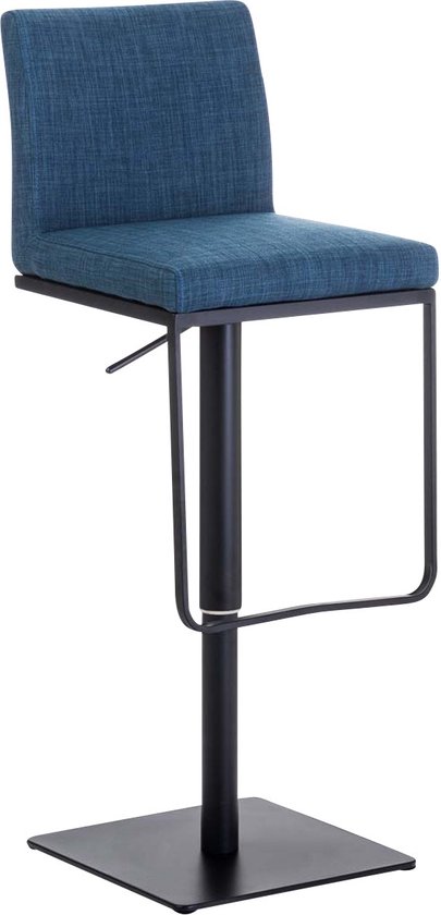 Luxe Barkruk Edgar - Blauw - Imitatie Leder - Ergonomische Barstoelen - In Hoogte Verstelbaar - 360 Rotatie - Set van 1 - Met Rugleuning - Voetensteun - Voor Keuken en Bar - Gestoffeerde Zitting