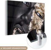 MuchoWow® Peinture sur Verre - Femme - Or - Zwart - Peinture - Luxe - 120x80 cm - Peintures sur Verre Peintures - Photo sur Glas