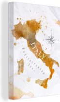 Canvas Wereldkaart - 80x120 - Wanddecoratie Wereldkaart - Verf - Italië