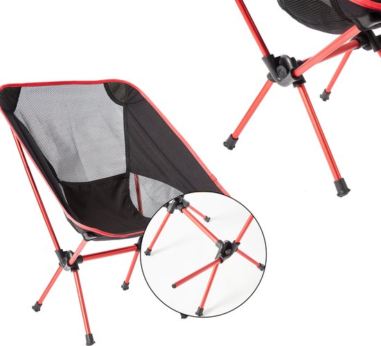 Campingstoel – Campingstoel opvouwbaar – Visstoel – Vouwstoel – Strandstoel – Inklapbaar – Lichtgewicht – Outdoor Stoel – 890 gram - Rood