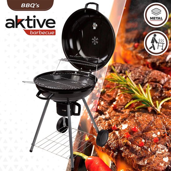 Kolenbarbecue met wielen Aktive Zwart 57 x 86 x 57 cm van Merkloos — afbeelding 2