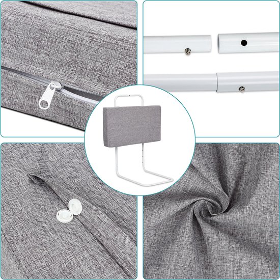 Barrière latérale pour levage vertical 5 trous réglable en hauteur, protection antichute pour lit et berceau Longueur 60 cm Hauteur 28cm gris