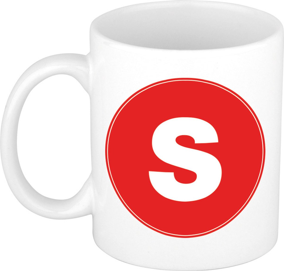 Koffie mok met de letter S - beker - rood - eerste letter van een voornaam - wit - 300 ml