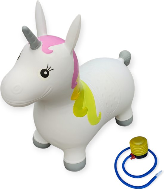 Jobber Toys - Skippy Dieren- Unicorn - Skippybal - Multicolor - Incl. pomp