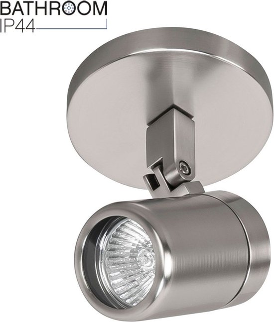 Rain spot | 1 lichts | grijs / staal | glas / metaal | Ø 10 cm | 35 watt | dimbaar | kantelbaar | plafondlamp / badkamer lamp / hal lamp | modern design