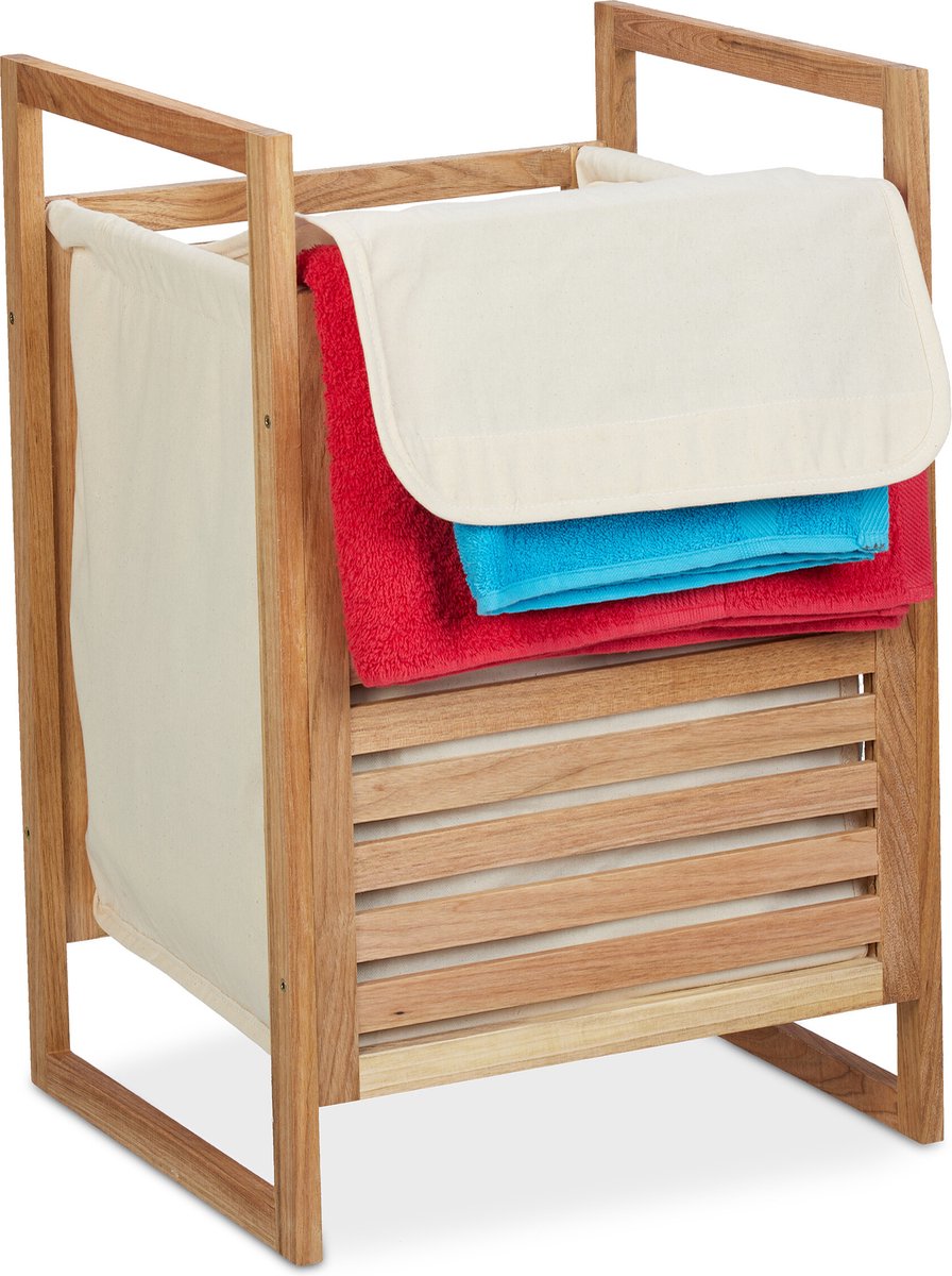 Relaxdays wasmand op pootjes 60 x 40 x 35 cm met deksel 50 l