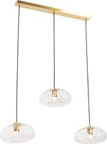 QAZQA ayesha - Art Deco Hanglamp eettafel voor boven de eettafel | in eetkamer - 3 lichts - L 93 cm - Goud - Woonkamer | Slaapkamer | Keuken