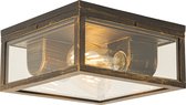 QAZQA charlois - Industriele Plafondlamp voor buiten - 2 lichts - L 24 cm - Goud/messing - Industrieel - Buitenverlichting