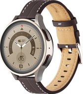 Mobigear - Watch bandje geschikt voor Huawei Watch GT 2 (46mm) Bandje Gespsluiting | Mobigear Stitched - Bruin