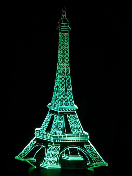 Nachtlamp 'Eiffeltoren' - LED lamp - 3D Illusion - 7 kleuren en 4 effecten - Parijs — afbeelding 4