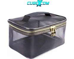 AYACO® Toilettas, Make Up Tasje, Mesh Transparant, Make Up Koffer, Beautycase, Make Up Organizer, Make Up Tas Organizer, Toilettas Dames, Make Up Etui, Beautycase Koffer, Doorzichtige Toilettas, ZwarteTransparante Toilettas
