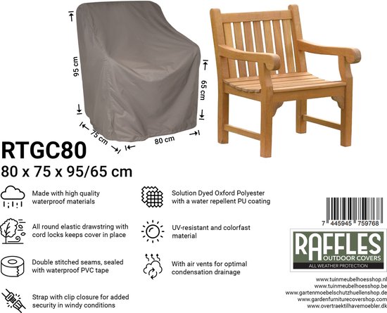 Housse chaise de jardin 80 x 75 H : 95/65 cm - Housse chaise de jardin - RTGC80