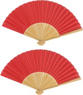 Spaanse handwaaier - 4x - pastelkleuren - steenrood - bamboe/papier - 21 cm