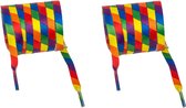 Schoenveters - 2x - Gay Pride/Regenboog thema kleuren - polyester - 140 cm