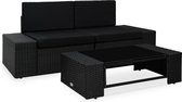 vidaXL - 3-delige - Loungeset - poly - rattan - zwart