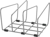 Metaltex - Backy - Houder voor snijplanken en bakblikken - Zilvergrijs - Sorteervakken - Inclusief steundoppen - 22 x 21 x 14 cm