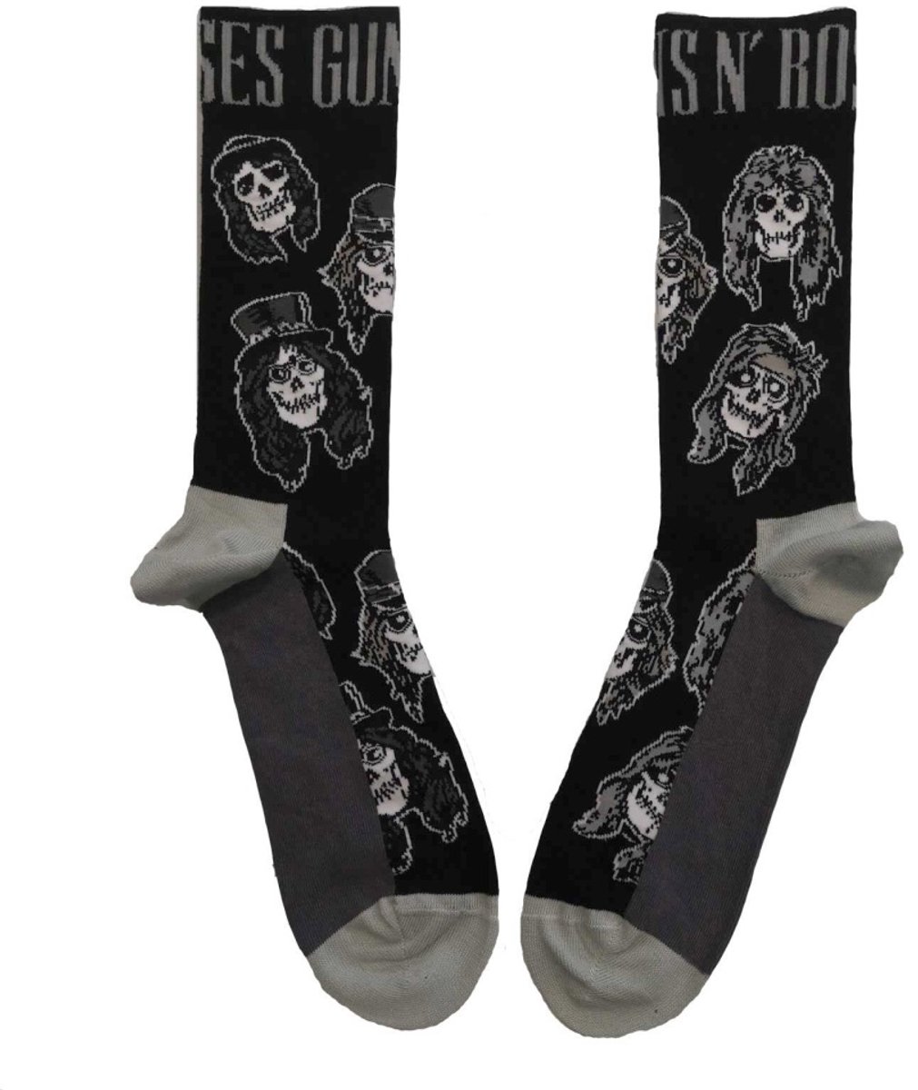 Guns N' Roses - Skulls Band Monochrome Sokken - EU 40-45 - Zwart