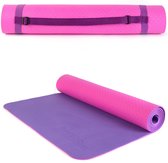 Just be - yoga mat - antislip - met draagriem - lichtgewicht - 5mm - 183cm x 61cm - roze & paars
