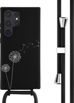 iMoshion Hoesje Geschikt voor Samsung Galaxy S23 Ultra Hoesje Met Koord - iMoshion Siliconen design hoesje met koord - Zwart / Dandelion Black