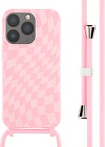 iMoshion Hoesje Geschikt voor iPhone 13 Pro Hoesje Met Koord - iMoshion Siliconen design hoesje met koord - Roze / Retro Pink