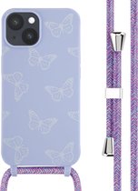 iMoshion Hoesje Met Koord Geschikt voor iPhone 14 - iMoshion Siliconen design hoesje met koord - Meerkleurig / Butterfly