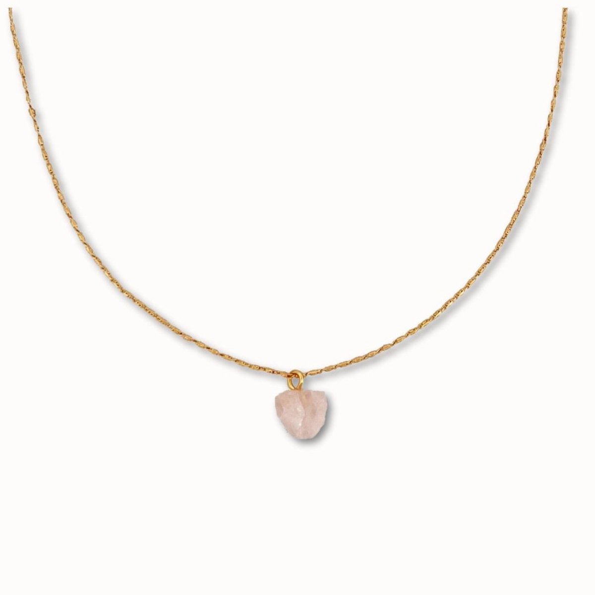 ByNouck Jewelry - Necklace Rosequartz Stone - Ketting - Gold Plated - Rozenkwarts - ByNouck