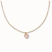 ByNouck Jewelry - Necklace Rosequartz Stone - Ketting - Gold Plated - Rozenkwarts