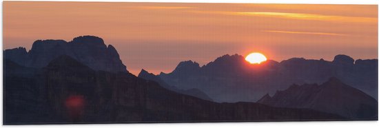 Vlag - Bergen - Zon - Zonsondergang - Kleuren - 90x30 cm Foto op Polyester Vlag