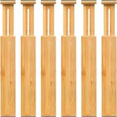 Lot de 6 séparateurs de tiroir en bambou améliorés Organisateur de tiroir réglable Organisation extensible pour cuisine, bureau, chambre, commodes et salles de bain 14" à 18"
